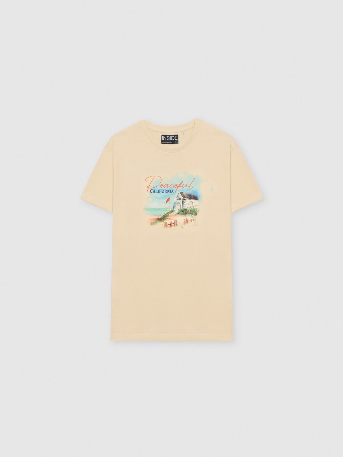  Camiseta estampado California arena vista frontal