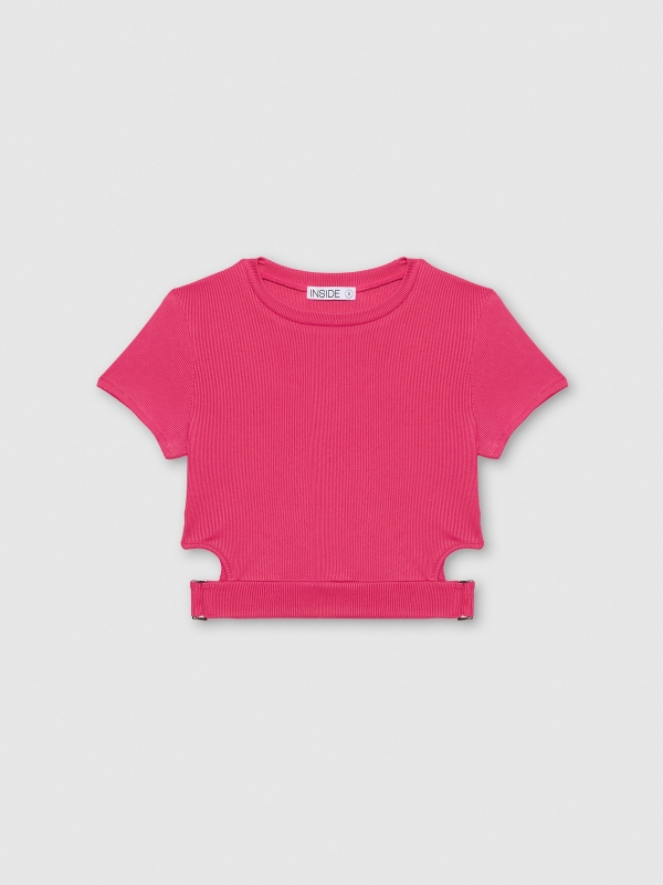  Top canalé cut out fucsia vista frontal