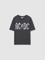 %Pto% Camiseta oversize AC/DC gris oscuro vista frontal