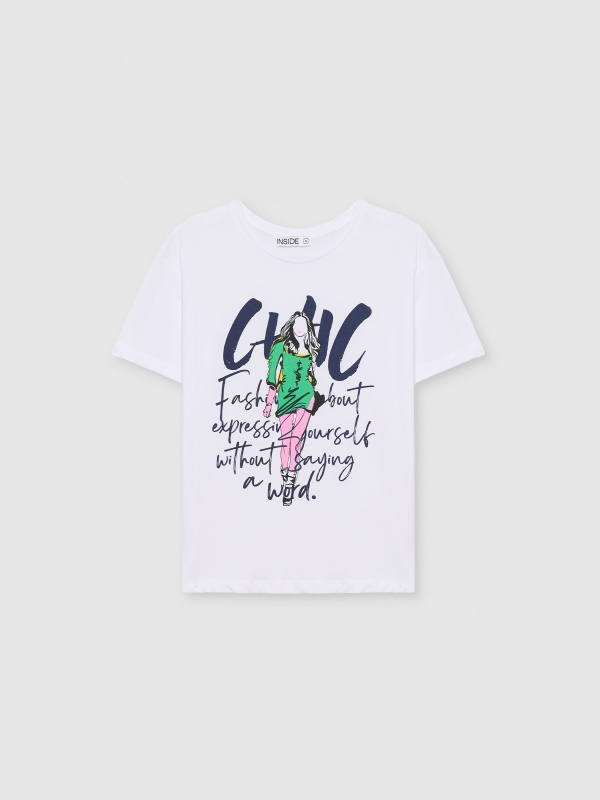  Camiseta estampada chique branco vista frontal