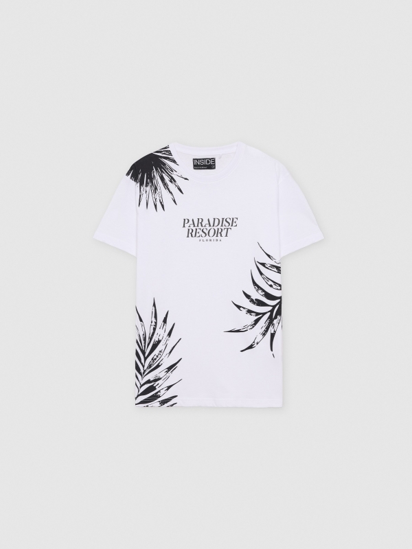  Paradise print t-shirt white front view
