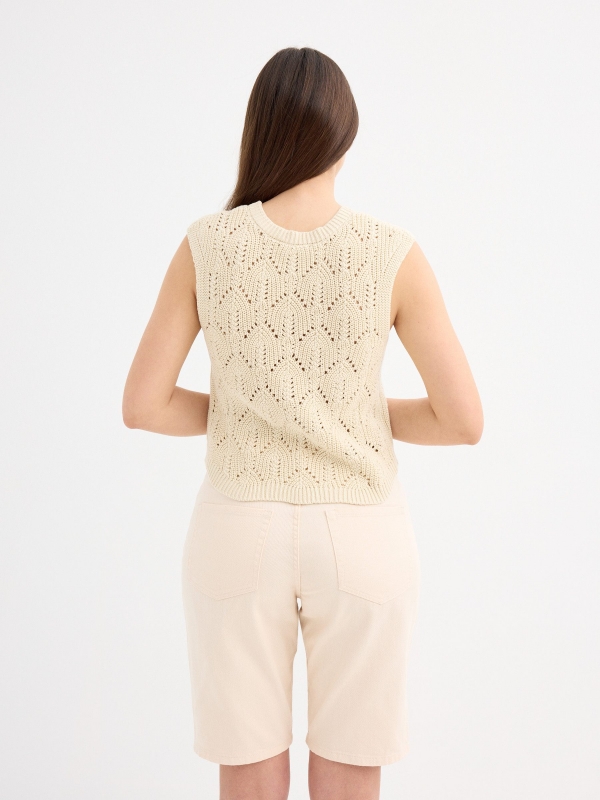 Bermuda denim básica beige beige vista media trasera