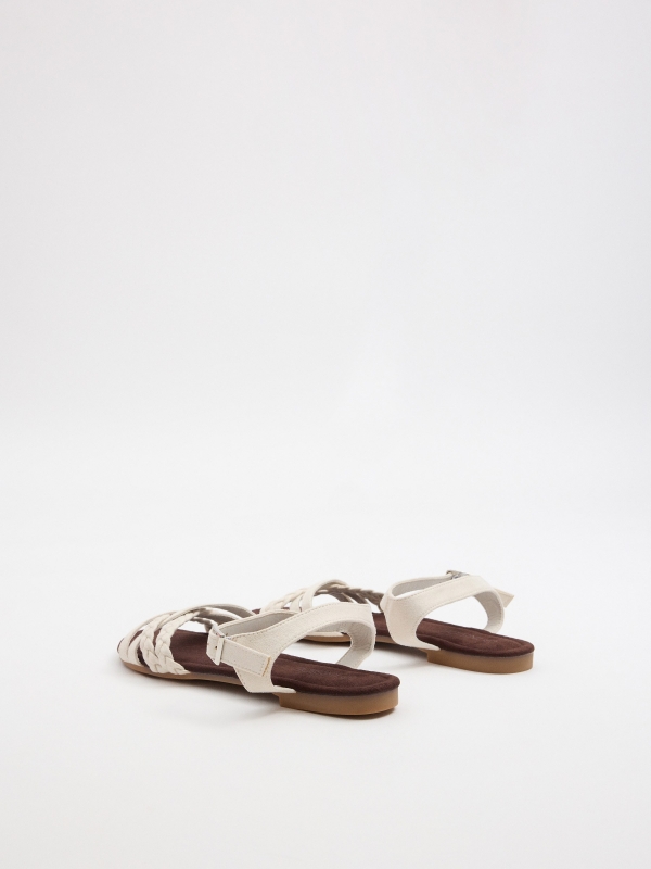 Off-white braided strap sandal white 45º back view