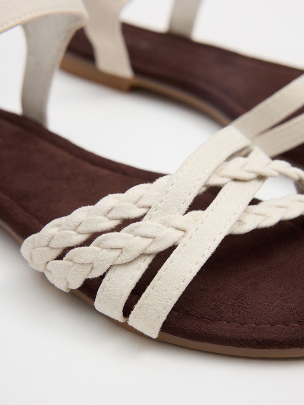 Off-white braided strap sandal white 45º back view