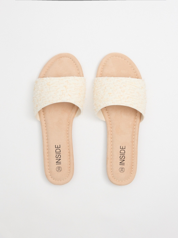 Woven slide sandal white 45º back view