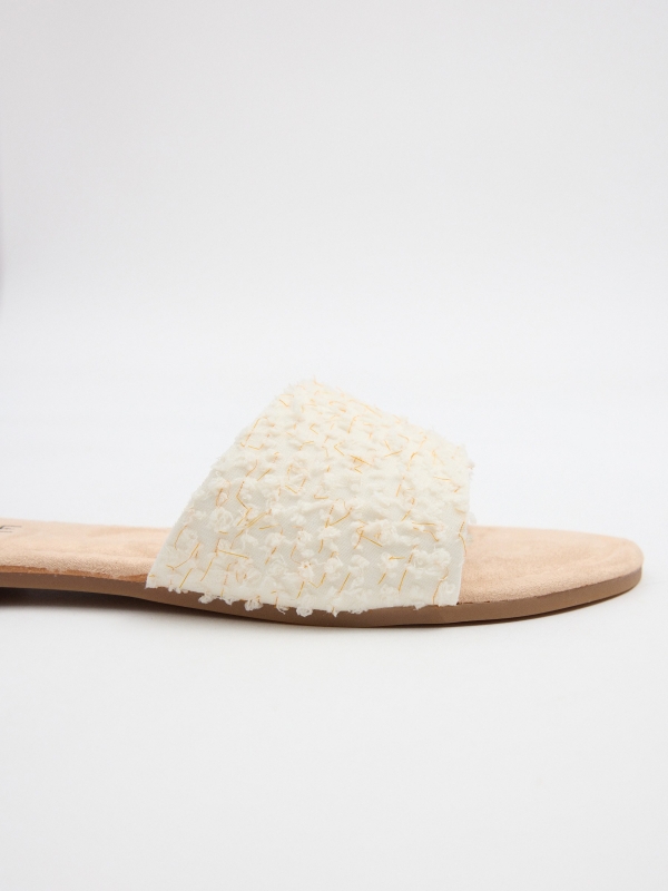 Woven slide sandal white detail view