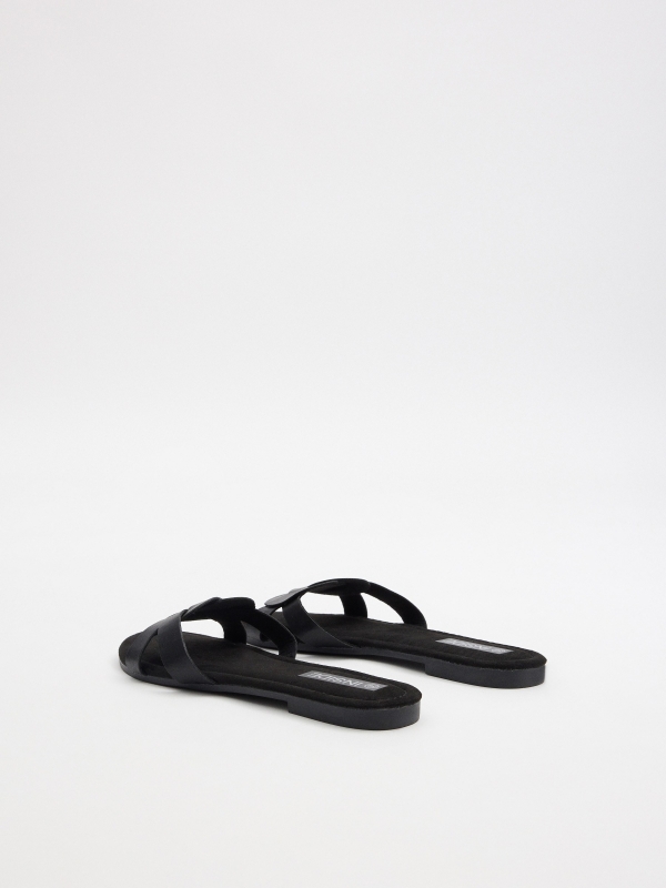 Black interwoven slide sandal black 45º back view