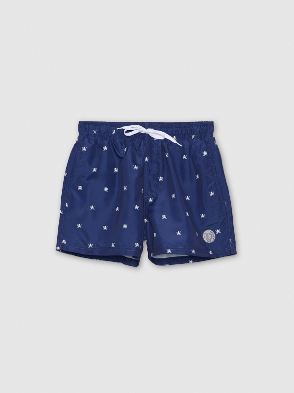  Octopus print swimsuit dark blue front view