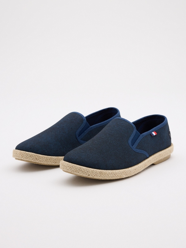 Elastic blue espadrille navy 45º front view