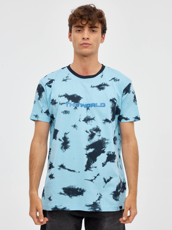T-shirt Tie&dye azul marinho vista meia frontal