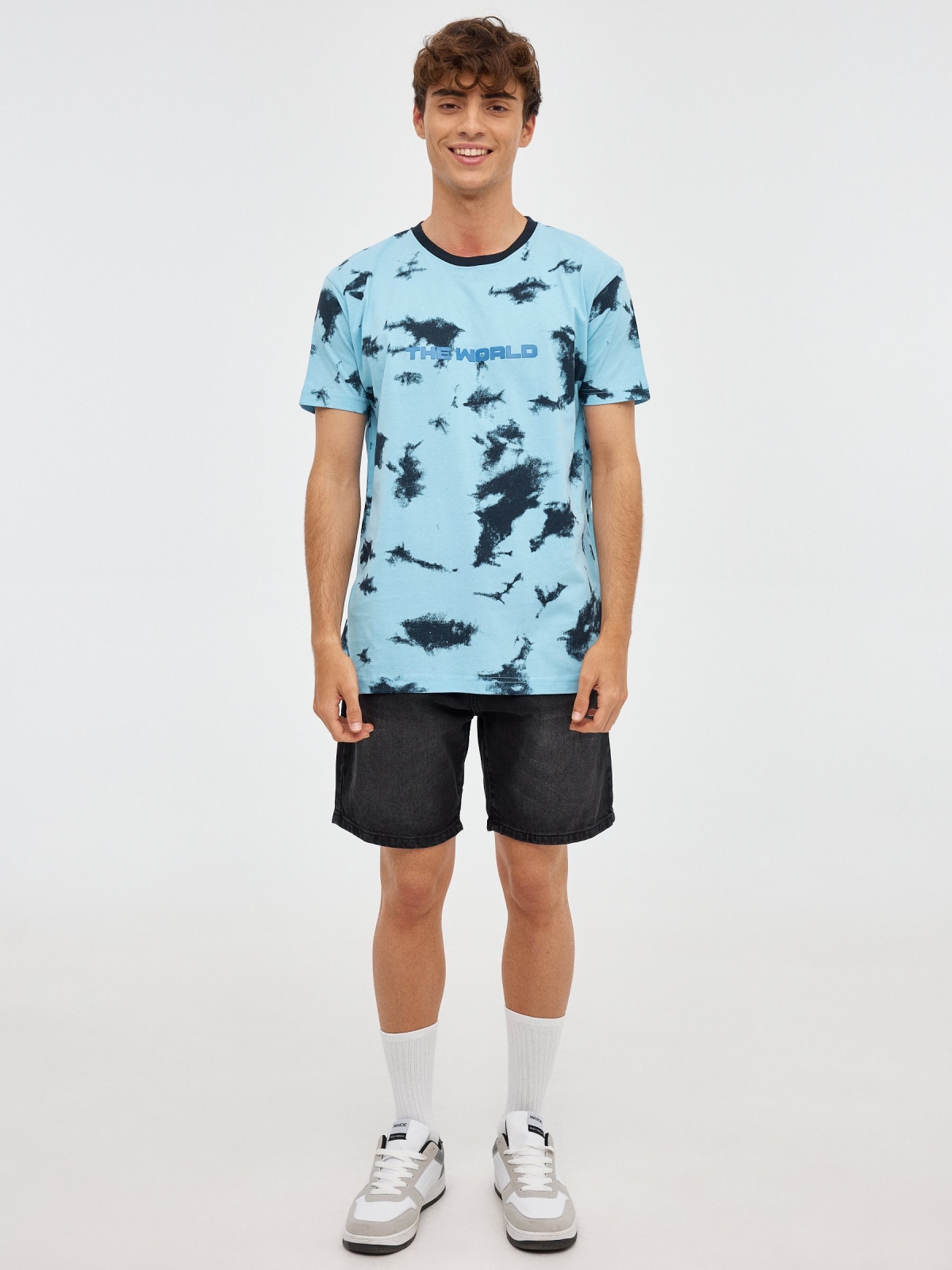 T-shirt Tie&dye azul marinho vista geral frontal