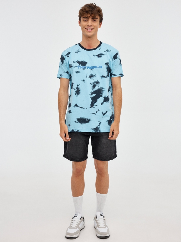T-shirt Tie&dye azul marinho vista geral frontal