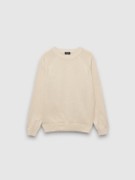 %Pto% Basic Round Pullover off white front view