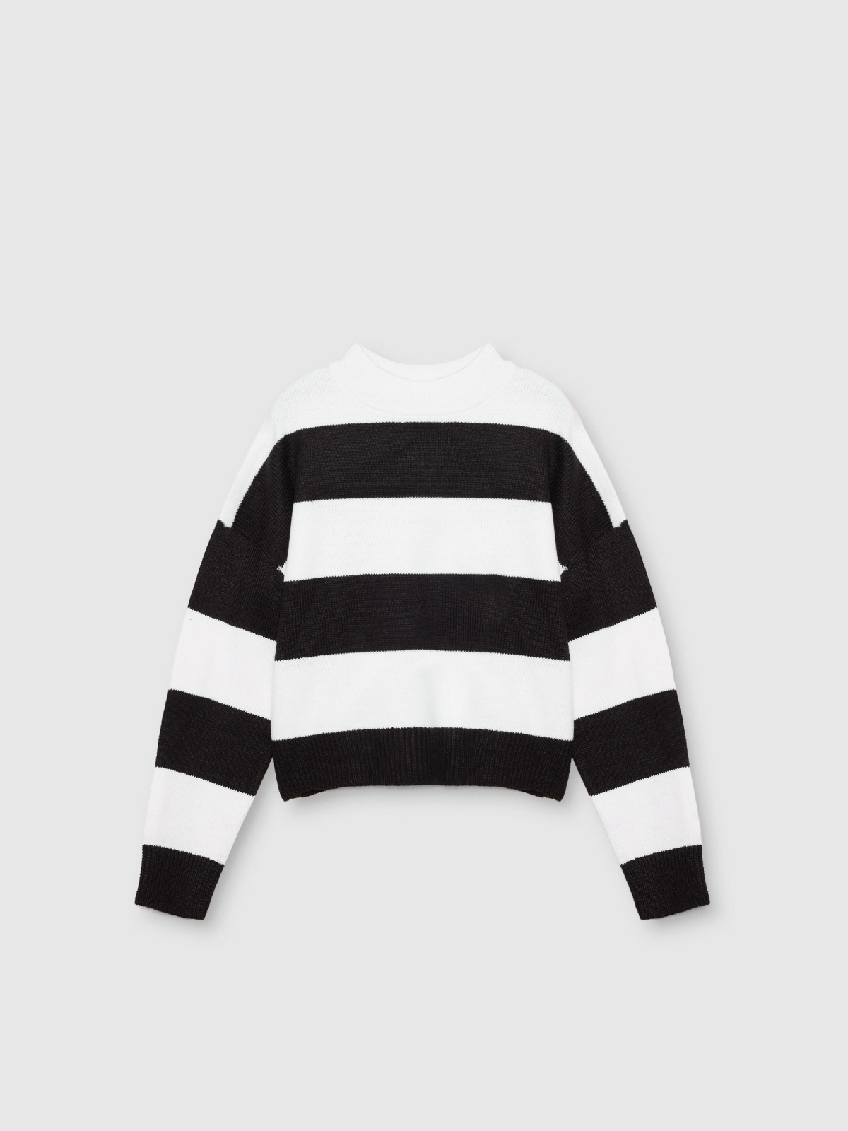 %Pto% Striped crew neck jumper white front view
