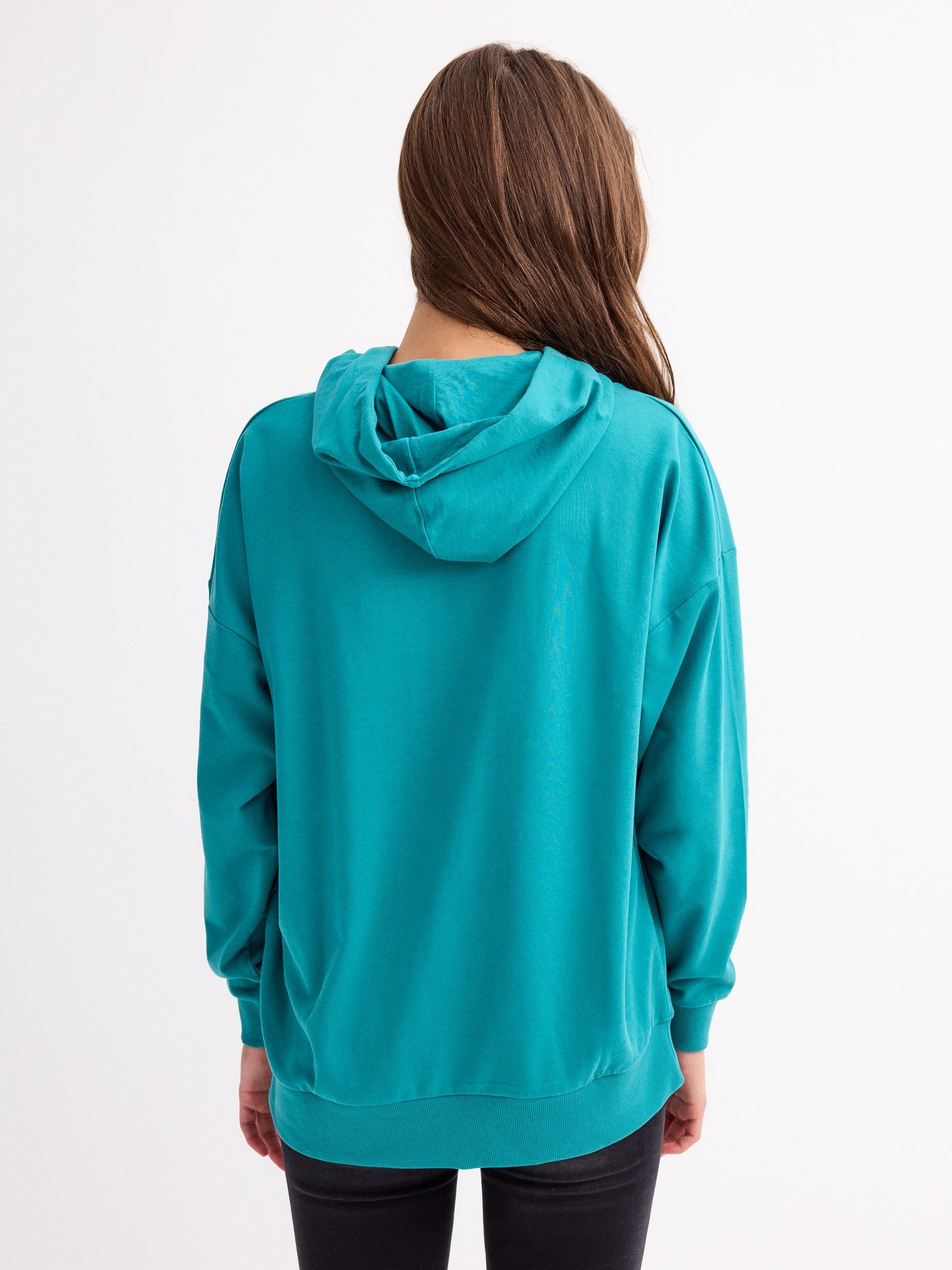 Basic kangaroo sweatshirt water green middle front view