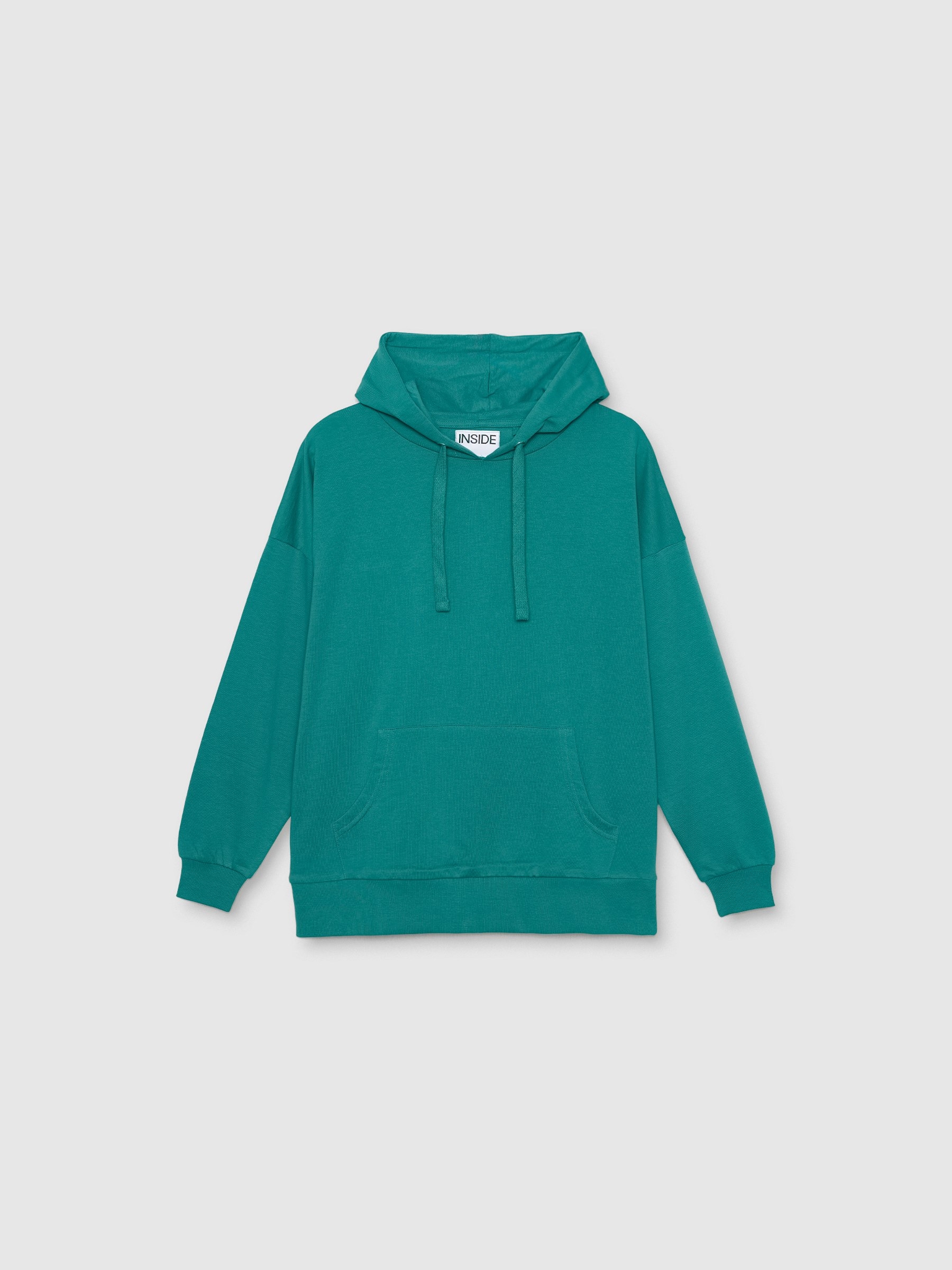 Basic kangaroo sweatshirt water green middle front view