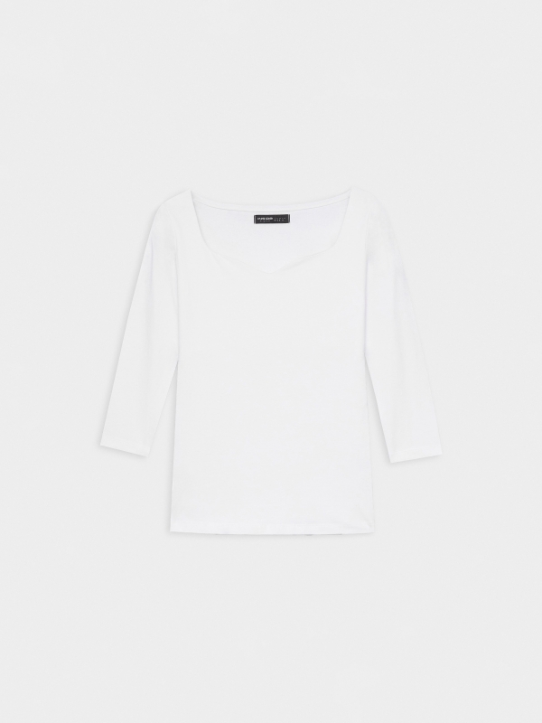  Camiseta básica de corazón blanco vista frontal