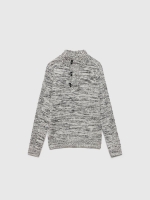 %Pto% Fleece turtleneck sweater grey front view