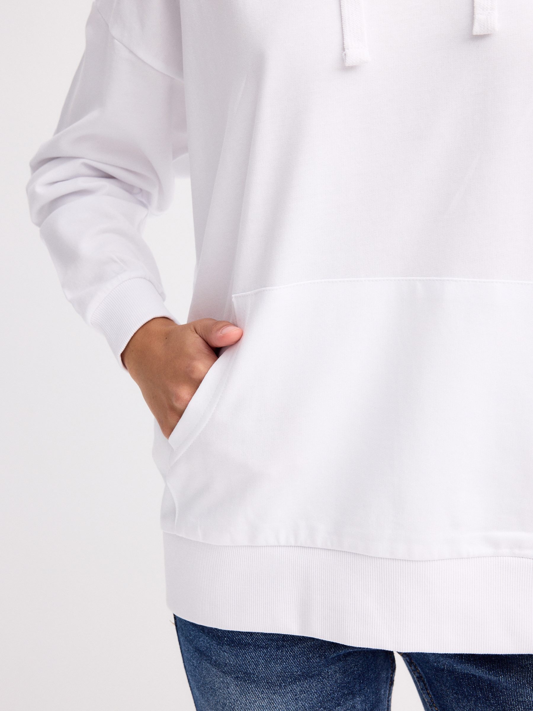 Sudadera básica con capucha blanco vista media frontal