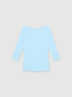 %Pto% Camiseta básica de corazón cian vista frontal