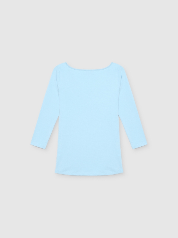 Camiseta básica de corazón cian vista trasera
