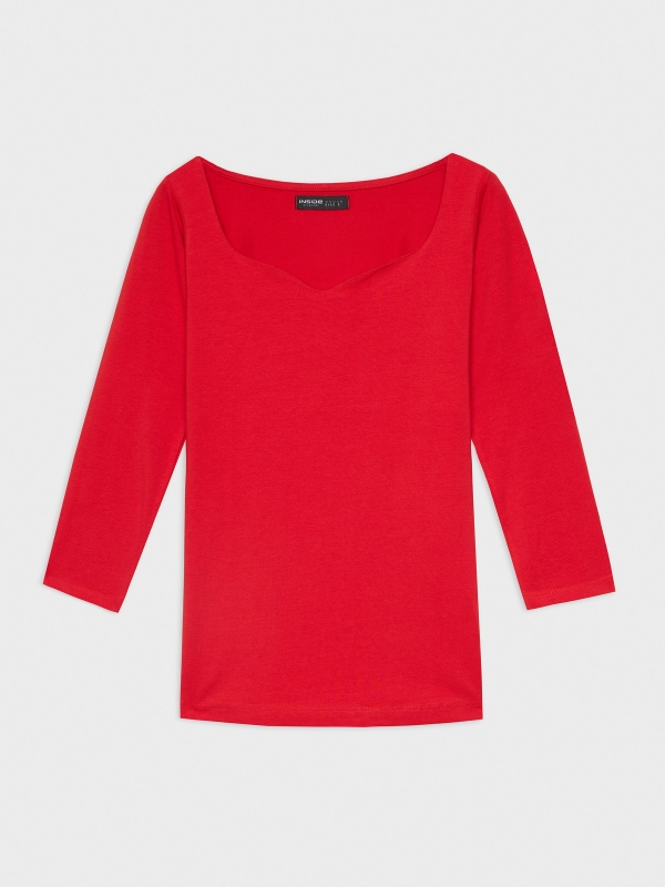  Camiseta básica de corazón rojo
