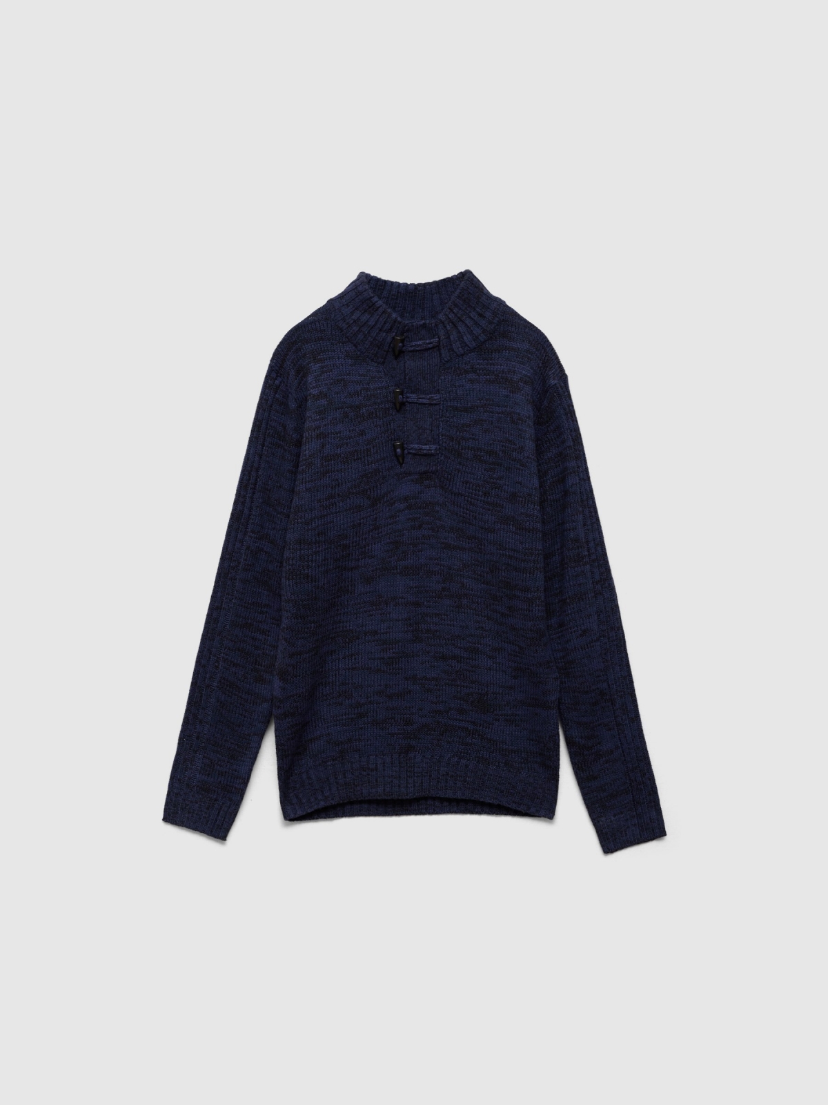 %Pto% Jersey jaspeado cuello alto azul vista frontal