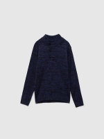 %Pto% Jersey jaspeado cuello alto azul vista frontal