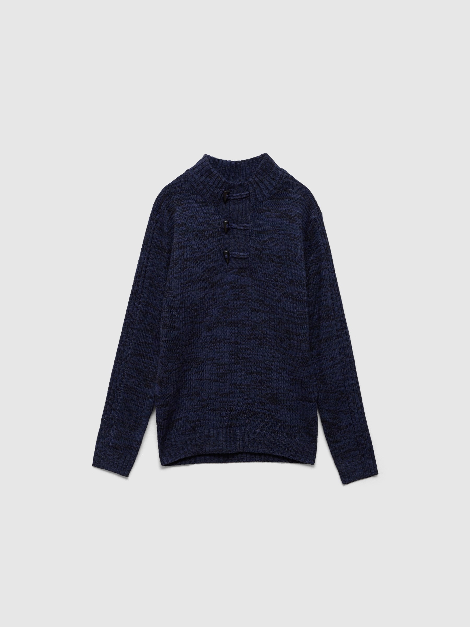 Fleece turtleneck sweater blue middle front view