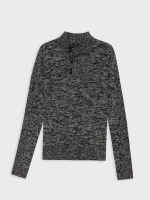 %Pto% Jersey jaspeado cuello alto gris oscuro