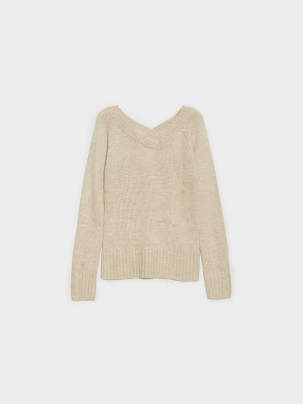  V-neck marbled sweater sand front view