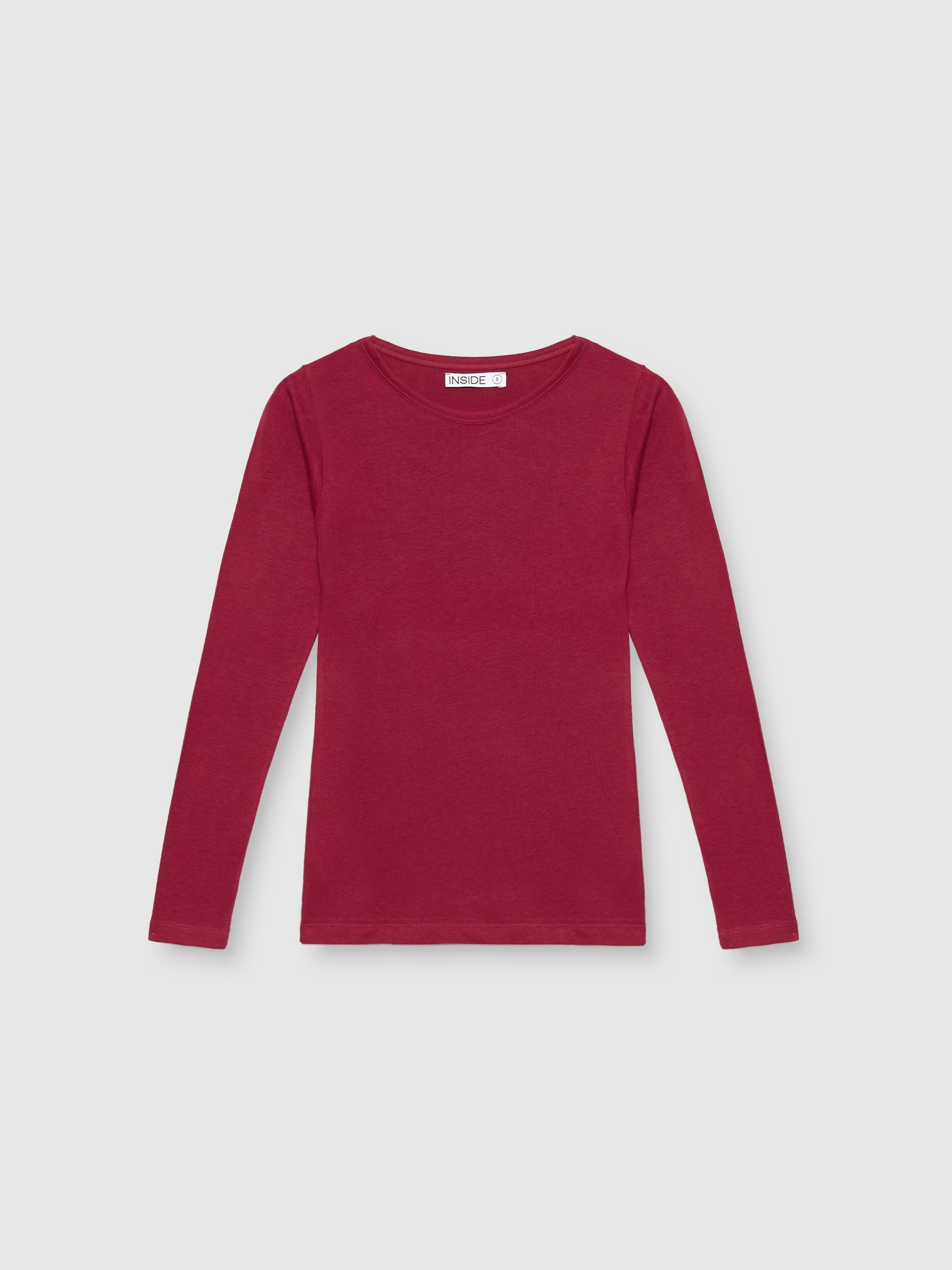 T-shirt básica lisa granada vista meia frontal