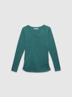 %Pto% Camiseta cuello pico con botones verde vista frontal