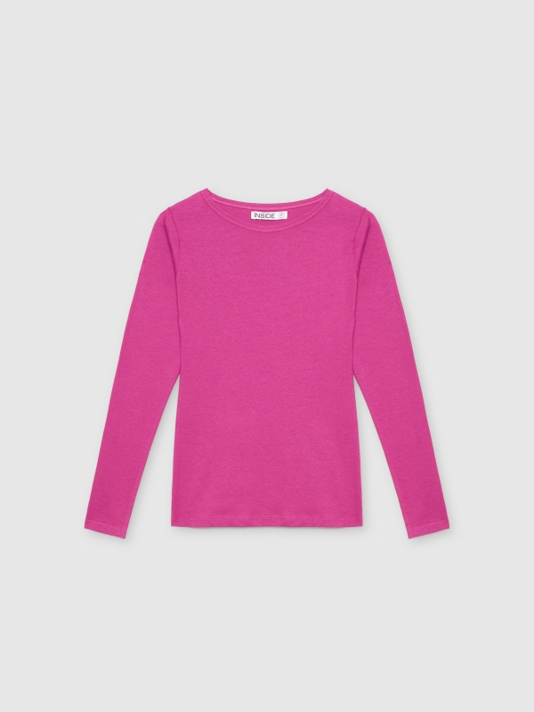  Basic plain T-shirt fuchsia front view