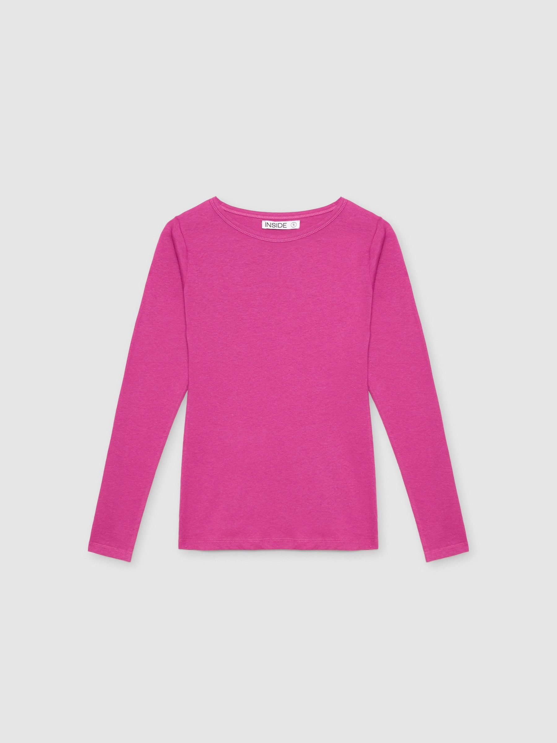 T-shirt básica lisa fúcsia vista meia frontal