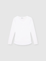 %Pto% Camiseta cuello pico con botones blanco vista frontal