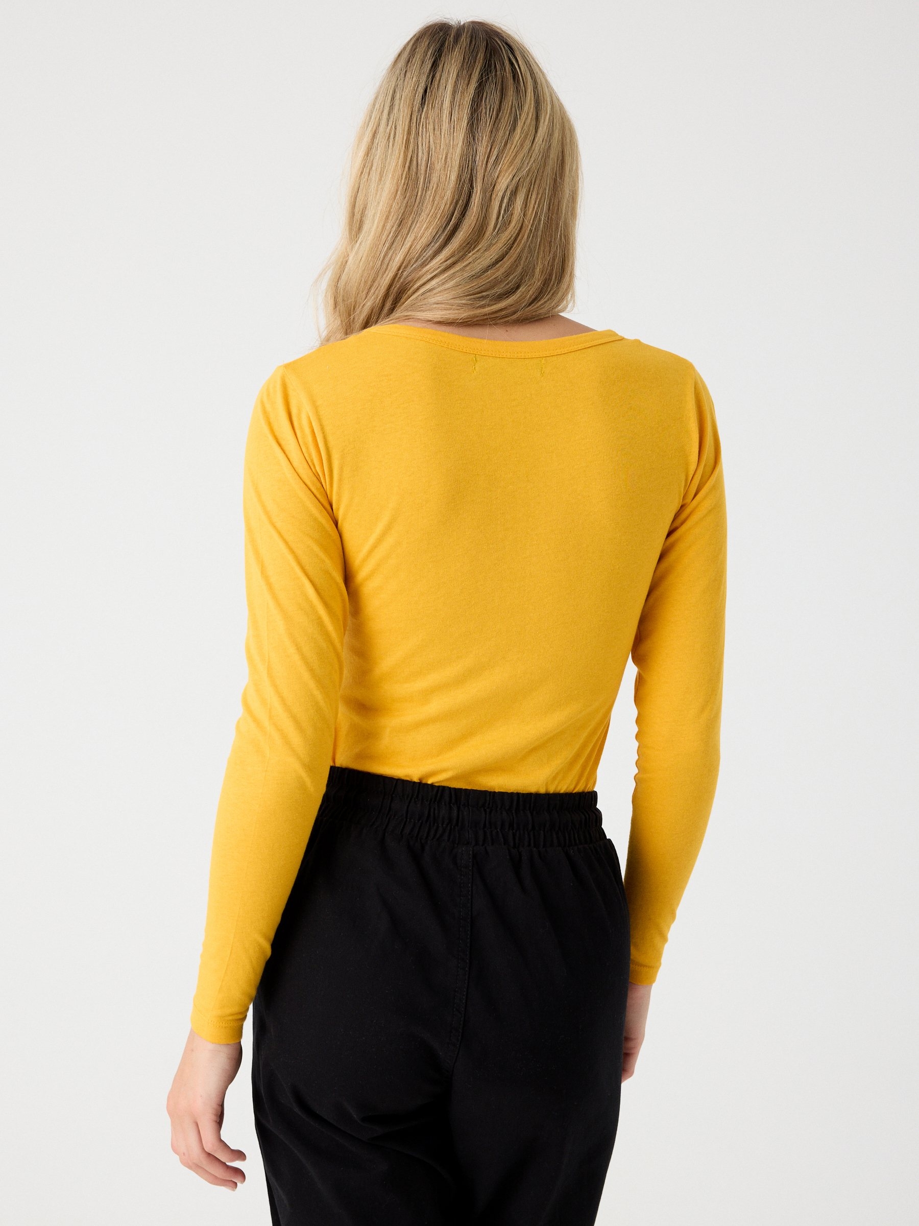 Basic long sleeve t-shirt yellow middle front view