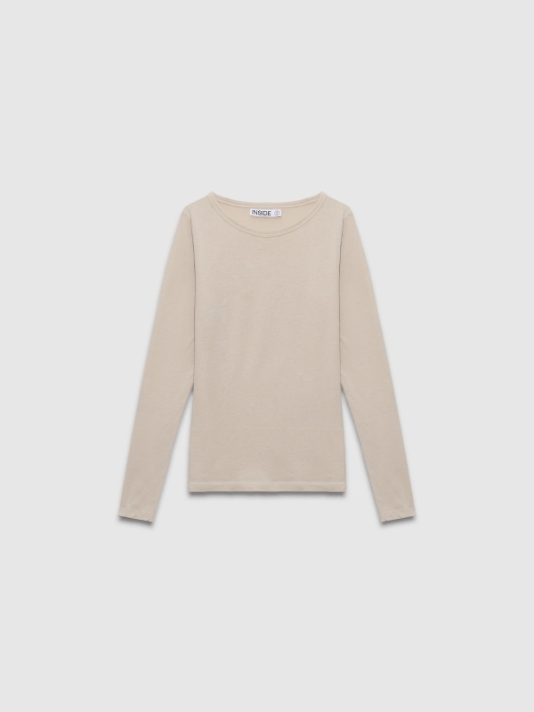  Camiseta básica lisa taupe vista frontal