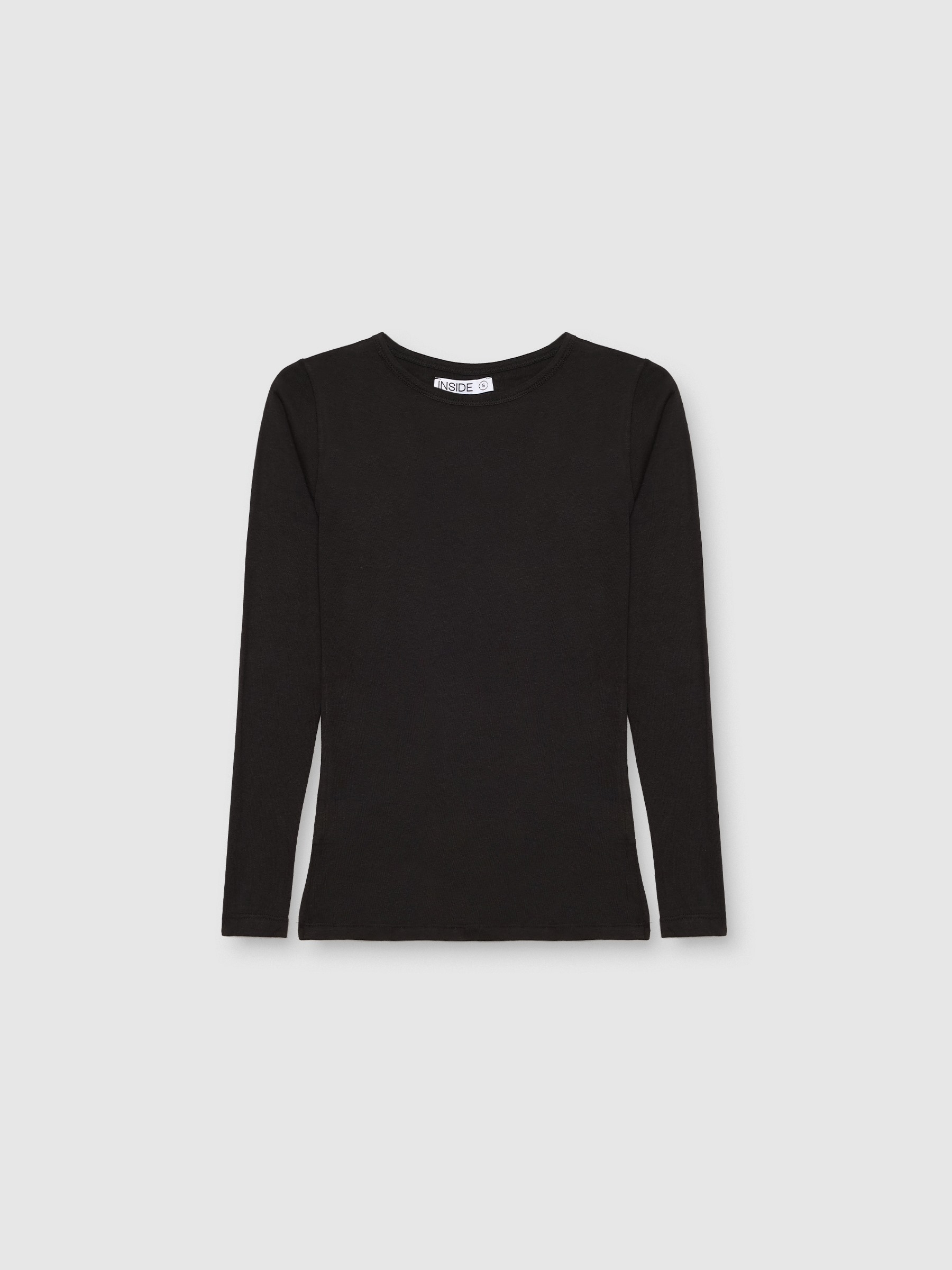 Basic plain T-shirt black middle front view