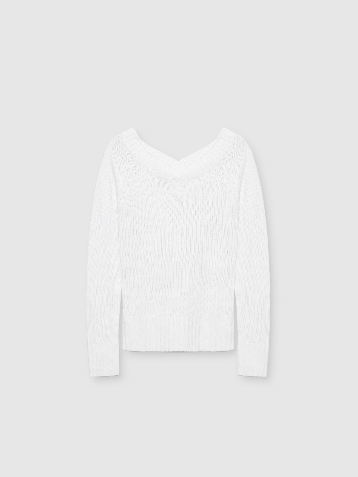 %Pto% V-neck marbled sweater white front view