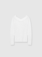 %Pto% Camisola com decote em V mosqueada branco vista frontal