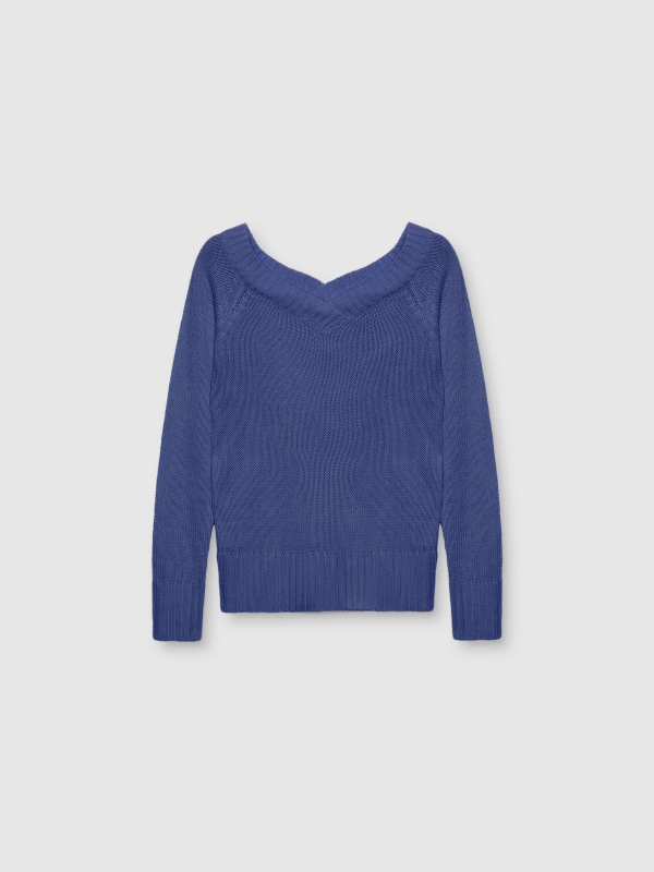  V-neck marbled sweater mauve front view