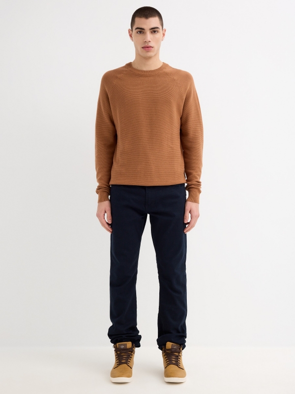 Basic colored jeans blue front view