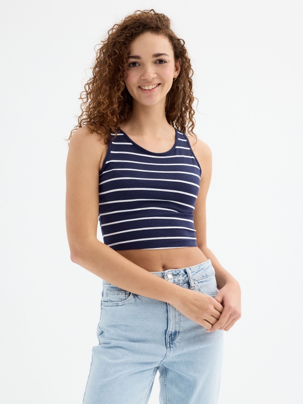 Striped cropped tank t-shirt
