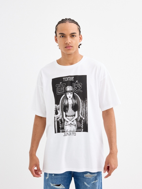 Camiseta Junji ito blanca blanco vista media frontal