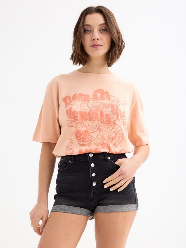 Shorts denim botones negro vista media frontal