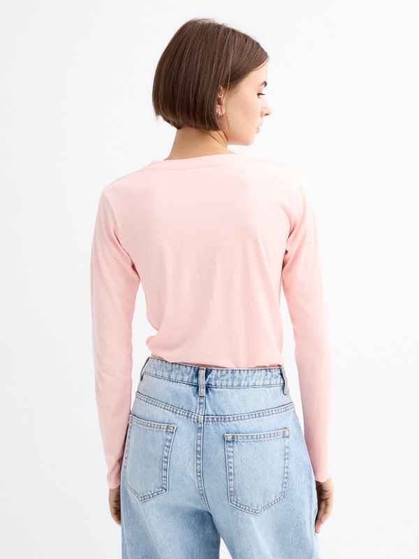 Camiseta Heart Whisper rosa vista media trasera