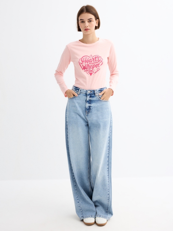Camiseta Heart Whisper rosa vista general frontal