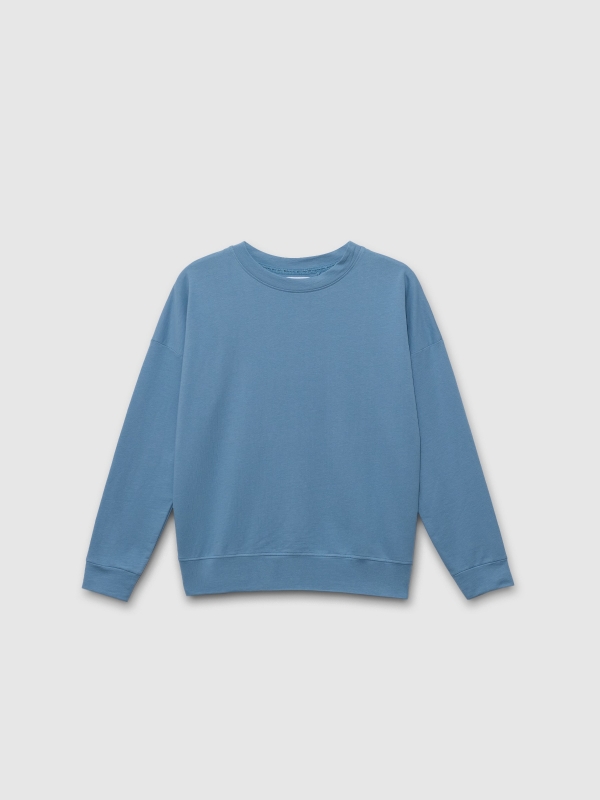  Sudadera sin capucha básica azul vista frontal