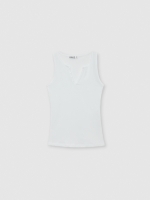 %Pto% Camiseta cuello pico botones blanco vista frontal